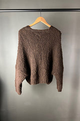 Amano Chocolate V-neck Alpaca Cropped Jumper