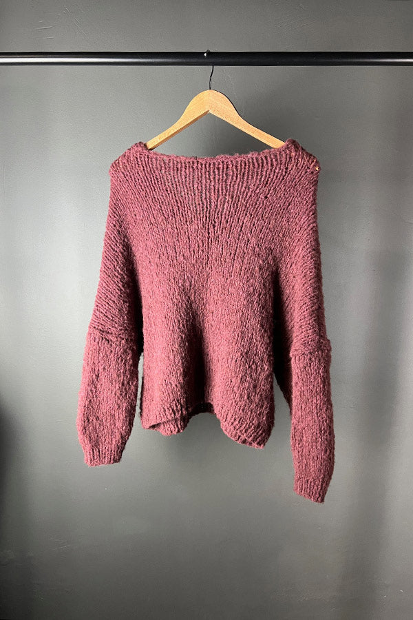 Amano Claret V-neck Alpaca Cropped Jumper