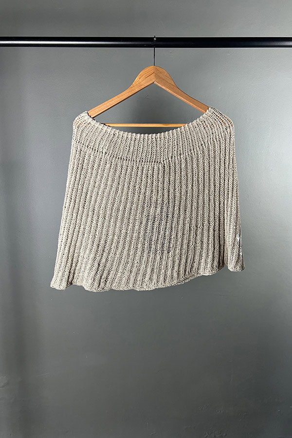 Amano Natural Linen Hand-Knit Shrug with Silver Foil