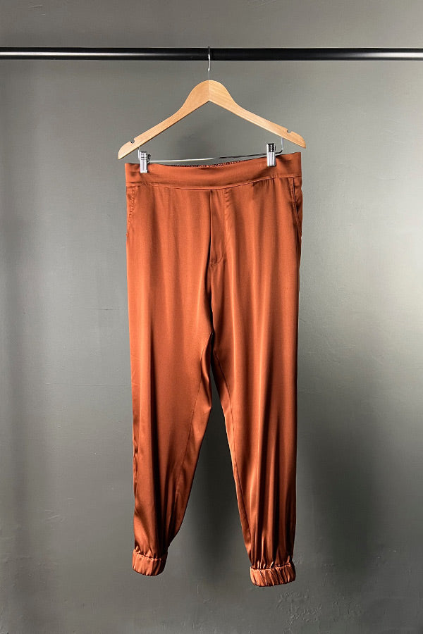 Amano Rust Silk Cargo-Style Pants