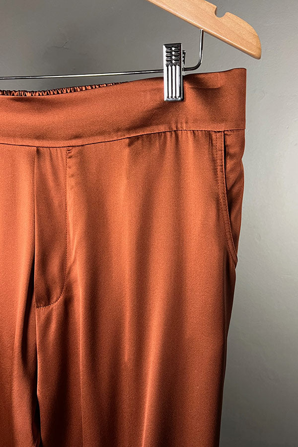 Amano Rust Silk Cargo-Style Pants