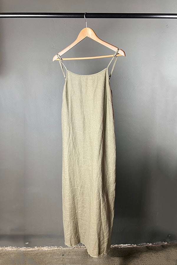 Amano Sage Linen Camisole Dress with Adjustable Straps