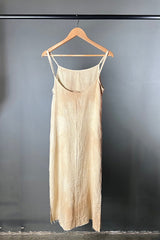 Amano Tea-Stained Linen Camisole Dress with Adjustable Straps