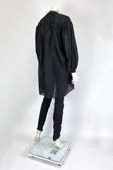 Amano Black Silk Shirt with Pintuck Detail