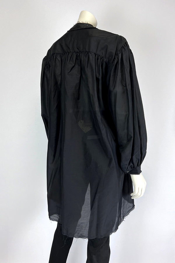 Amano Black Silk Shirt with Pintuck Detail