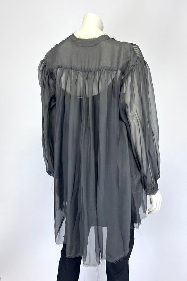 Amano Silk Georgette Sheer Charcoal Shirt