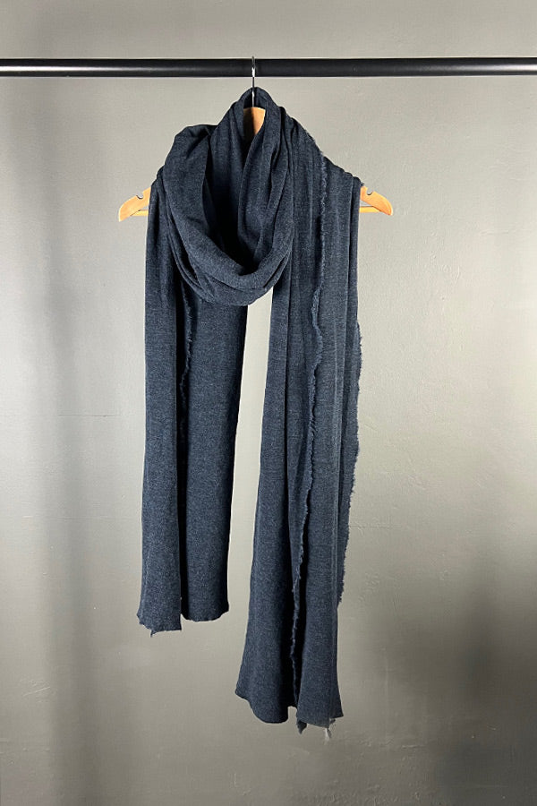 By Basic Large Wrap Merino Midnight Blue Melange Scarf