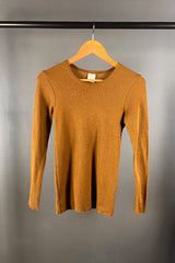 By Basics Bronze Scooped Neck Merino Top