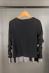 Black High Split Merino Top