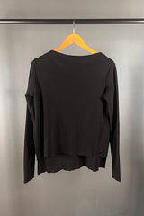 Black High Split Merino Top