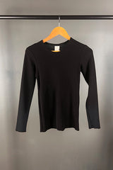By Basics Black Scooped Neck Merino Top