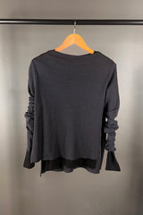 By Basics Charcoal Melange High Split Merino Wool Top