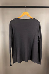 By Basics Charcoal Melange High Split Merino Wool Top