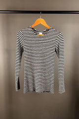 By Basics Charcoal Striped Scooped Neck Top