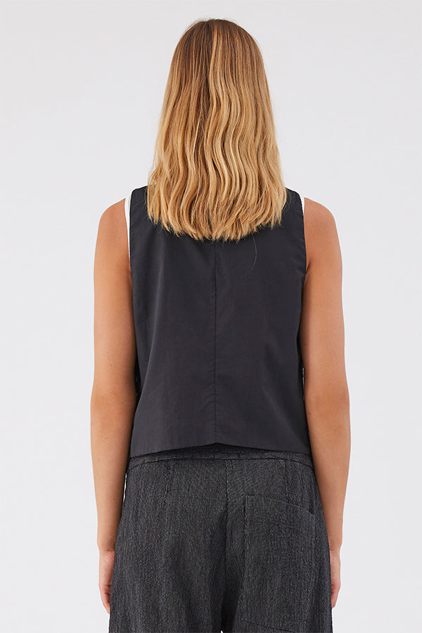 Transit Black Textural Leather Gilet