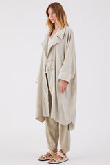 Transit Pearl Grey Silk Button Coat