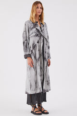 Transit Grey Tie Dye Linen Trench Coat