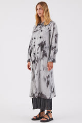 Transit Grey Tie Dye Linen Trench Coat