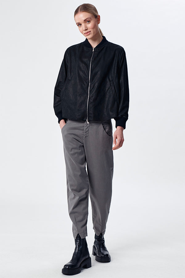 Transit Raw-Edged Leather Bomber Jacket