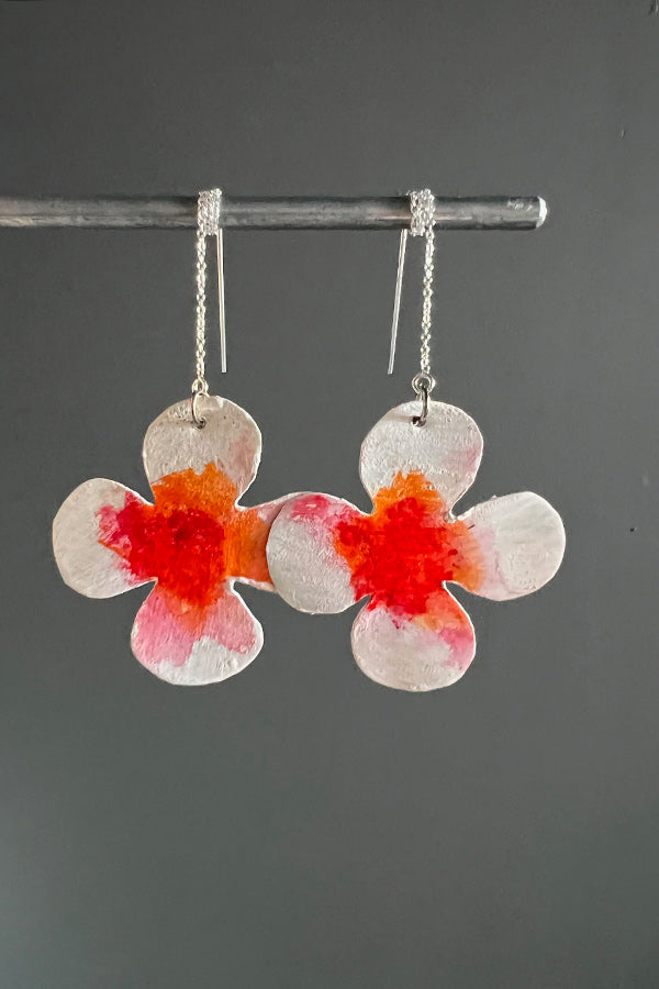 Dora Haralambaki Hand Painted Flower Earrings