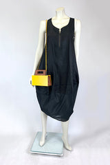 Character Yellow Square Architecture Metal & Leather Bag