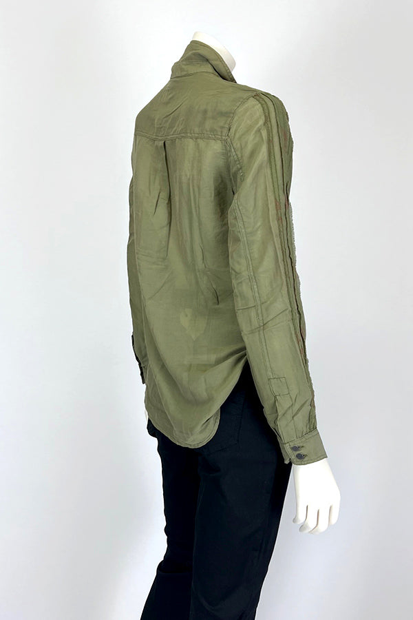 Da Nang Silk Cotton Olive Green Shirt