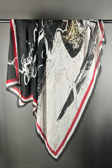 Gougenheim Silk Modal Scarf with Pop of Red