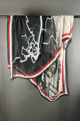 Gougenheim Silk Modal Scarf with Pop of Red