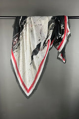 Gougenheim Silk Modal Scarf with Pop of Red