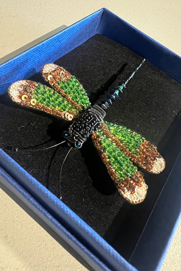 Trovelore Banded Demoiselle Dragonfly Brooch