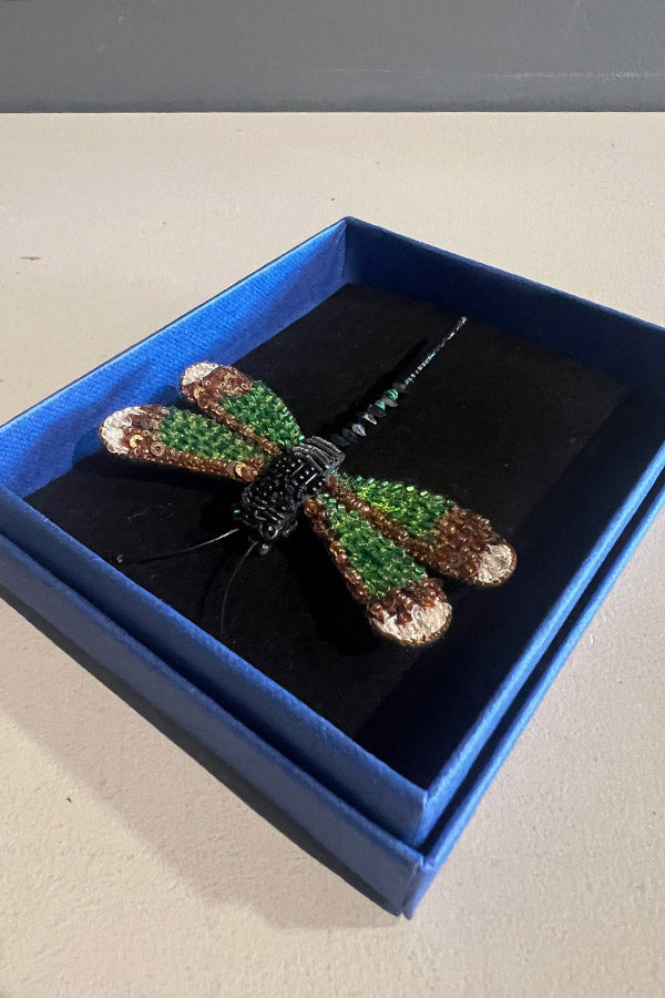 Trovelore Banded Demoiselle Dragonfly Brooch