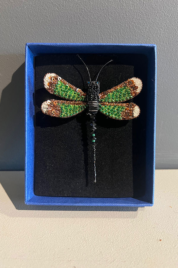 Trovelore Banded Demoiselle Dragonfly Brooch