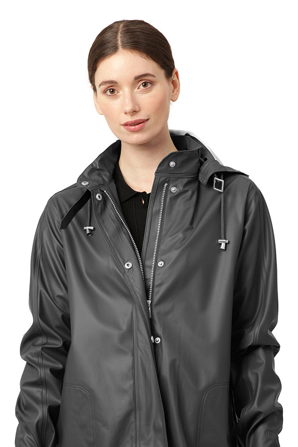 Ilse Jacobsen Black Raincoat with Detachable Hood
