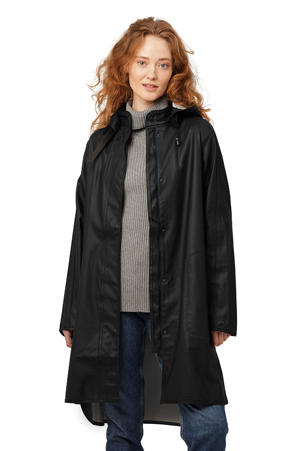 Ilse Jacobsen Black Raincoat with Detachable Hood