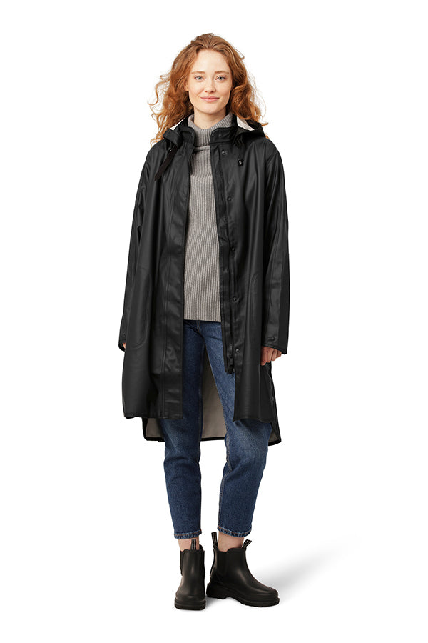 Ilse Jacobsen Black Raincoat with Detachable Hood