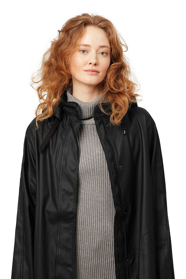 Ilse Jacobsen Black Raincoat with Detachable Hood