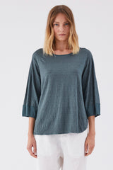 Transit White Linen Slub Blouse with Silk Detail