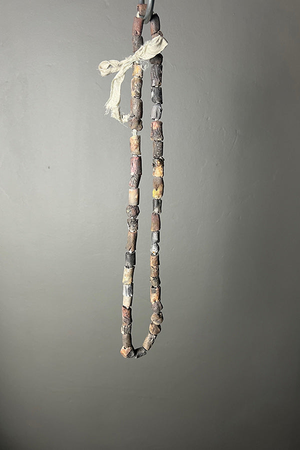 Kim Drew Grey Silk Necklace with Ceramic Beads