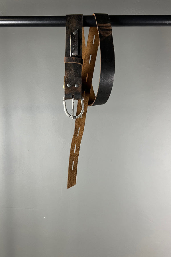 Studio Koak Leather Belt with Hand-Forged Arch Buckle in Cognac