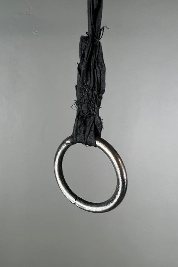 Studio Koak Hand-Forged Steel Ring on Silk Necklace