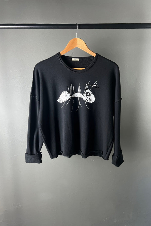 Kate Perry Projects Ant on Cropped Black Jumper