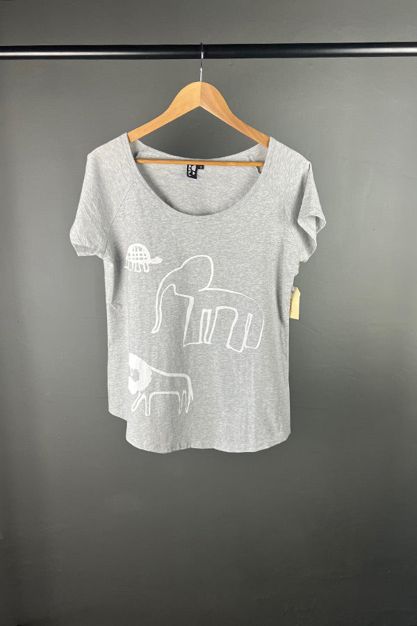 Kate Perry Projects Grey-Marle T-Shirt with Animal Illustration