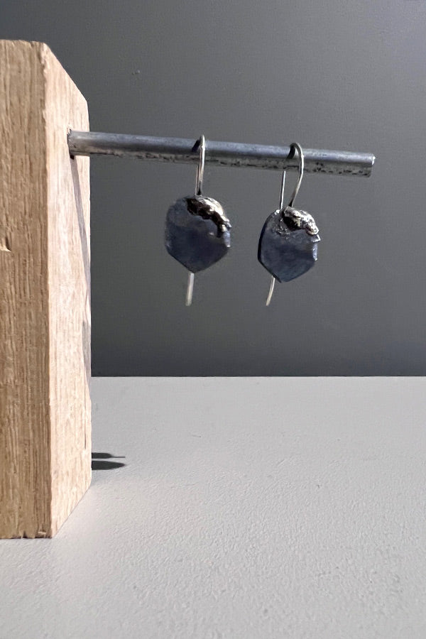 Lee Brennan Oxidised Silver Lost Coin Drop Earrings