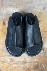 Lofina Black Leather Slides