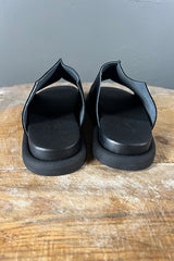 Lofina Black Leather Slides