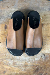 Lofina Cognac Leather Slides