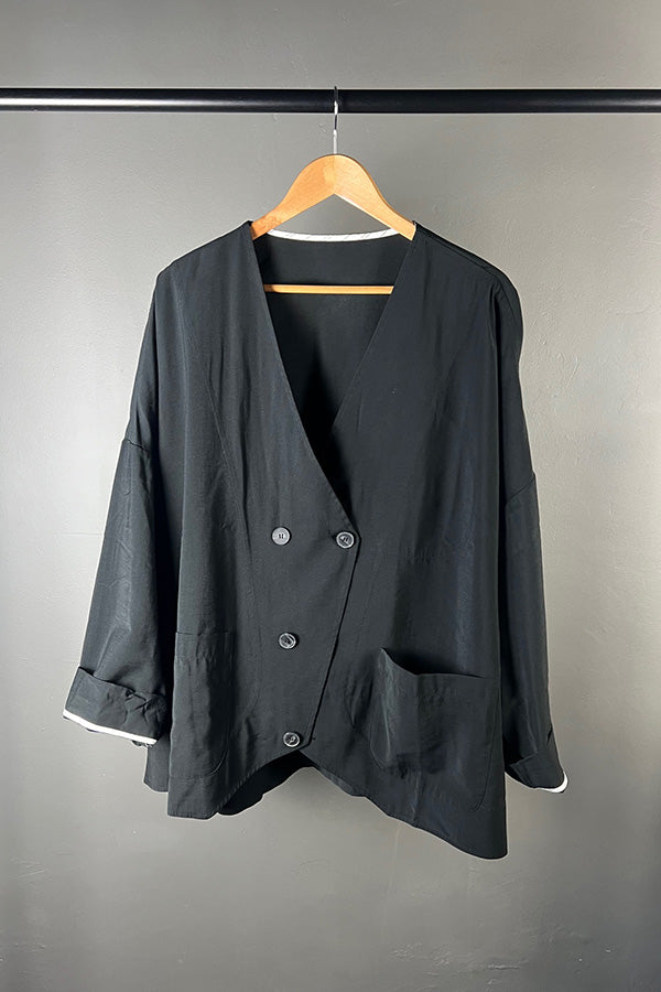 La Vaca Loca Estrellas Oversized Reversible Jacket in Black