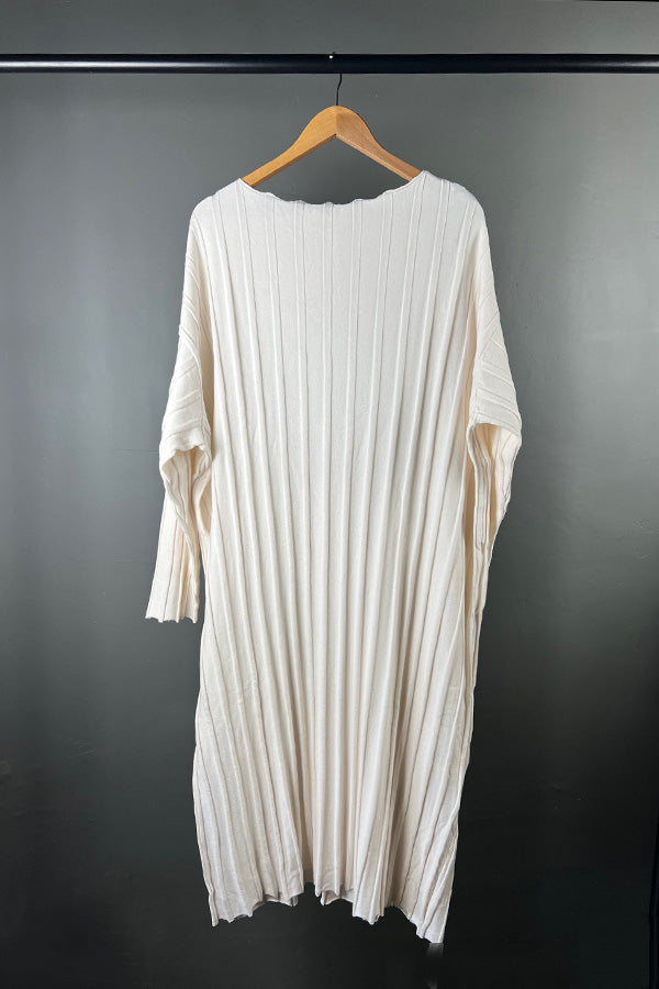La Vaca Loca Japon Cream Ribbed Dress