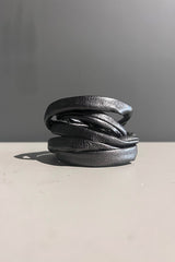 Rosalba Galati Metallic Titanium Leather Spiral Cuff