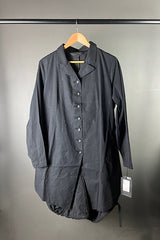 Moyuru Slimline Puckered Coat in Black